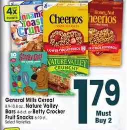 Jewel-Osco General Mills Cereal 8.9-10.8 oz., Nature Valley Bars 4-6 ct. or Betty Crocker Fruit Snacks 6-10 ct offer
