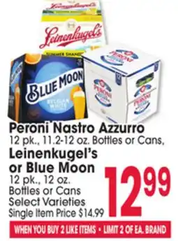 Jewel-Osco Peroni Nastro Azzurro, Leinenkugel's or Blue Moon offer