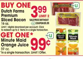 Jewel-Osco Dutch Farms Premium Sliced Bacon offer