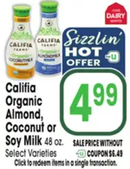 Jewel-Osco Califia Organic Almond, Coconut or Soy Milk offer