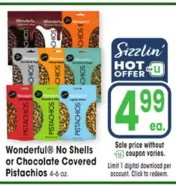 Jewel-Osco Wonderful No Shells or Chocolate Covered Pistachios offer