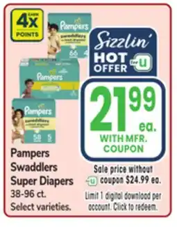 Jewel-Osco Pampers Swaddlers Super Diapers offer