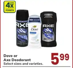 Jewel-Osco Dove or Axe Deodorant offer