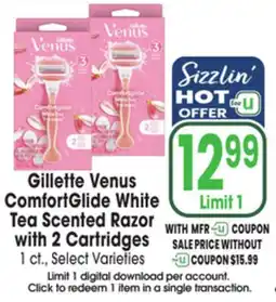 Jewel-Osco Gillette Venus ComfortGlide White Tea Scented Razor with 2 Cartridges offer
