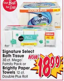 Jewel-Osco Signature Select Bath Tissue or Brightly Paper Towels offer