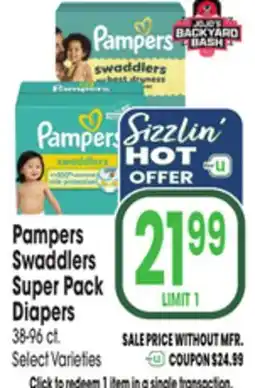 Jewel-Osco Pampers Swaddlers Super Pack Diapers offer