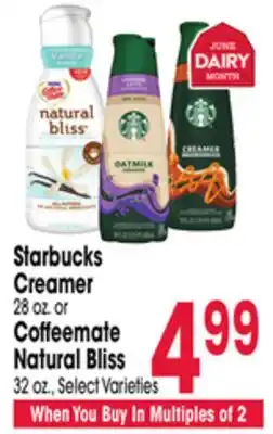 Jewel-Osco Starbucks Creamer or Coffeemate Natural Bliss offer