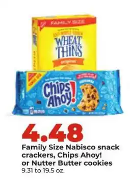 Hy-Vee Family Size Nabisco snack crackers, Chips Ahoy! or Nutter Butter cookies offer