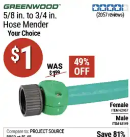 Harbor Freight Tools Greenwood. Hose Mender offer