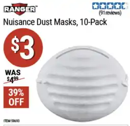 Harbor Freight Tools Ranger Nuisance Dust Masks offer
