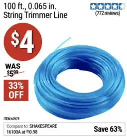 Harbor Freight Tools String Trimmer Line offer