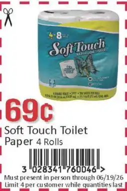 General Discount Soft Touch Toilet Paper 4 Rolls offer
