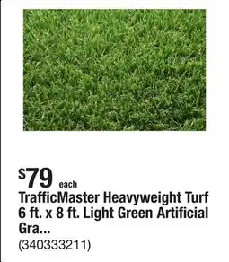 The Home Depot TrafficMaster Heavyweight Turf 6 ft. x 8 ft. Light Green Artificial Grass Rug offer
