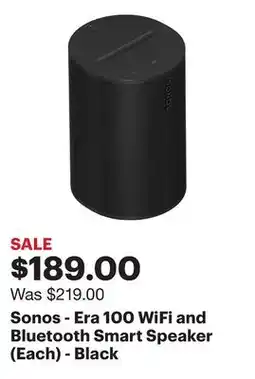 Best Buy Sonos - Era 100 WiFi and Bluetooth Smart Speaker (Each) - Black offer