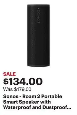Best Buy Sonos - Roam 2 Portable Smart Speaker with Waterproof and Dustproof Design (Each) - Black offer