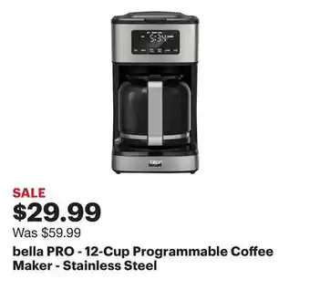 Best Buy bella PRO - 12-Cup Programmable Coffee Maker - Stainless Steel offer