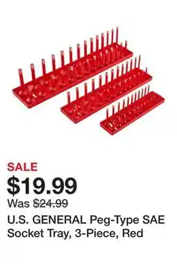 Harbor Freight Tools U.S. GENERAL Peg-Type SAE Socket Tray, 3-Piece, Red offer