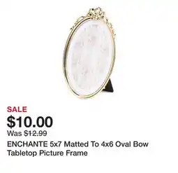 Marshalls ENCHANTE 5x7 Matted To 4x6 Oval Bow Tabletop Picture Frame offer
