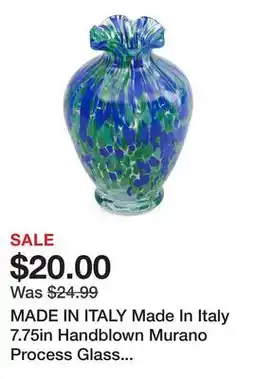 Marshalls MADE IN ITALY Made In Italy 7.75in Handblown Murano Process Glass Amphora Vase offer
