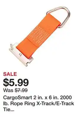 Tractor Supply Company CargoSmart 2 in. x 6 in. 2000 lb. Rope Ring X-Track/E-Track Tie Down Strap, Orange offer