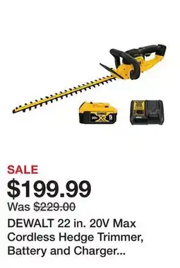 Tractor Supply Company DEWALT 22 in. 20V Max Cordless Hedge Trimmer, Battery and Charger Included offer