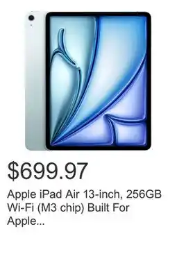 Costco Apple iPad Air 13-inch, 256GB Wi-Fi (M3 chip) Built For Apple Intelligence offer