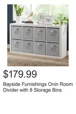 Costco Bayside Furnishings Onin Room Divider with 8 Storage Bins offer