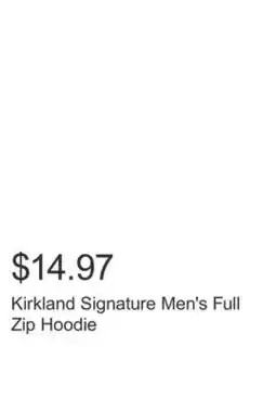 Costco Kirkland Signature Men's Full Zip Hoodie offer