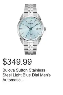 Costco Bulova Sutton Stainless Steel Light Blue Dial Men's Automatic Watch, 41mm offer