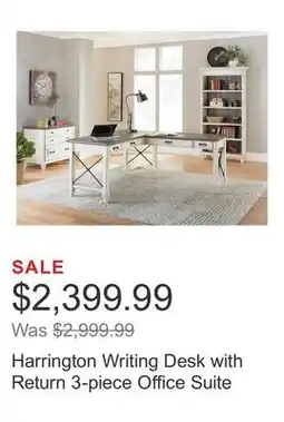Costco Harrington Writing Desk with Return 3-piece Office Suite offer
