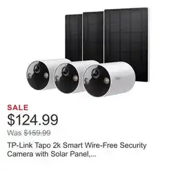 Costco TP-Link Tapo 2k Smart Wire-Free Security Camera with Solar Panel, 3-pack offer