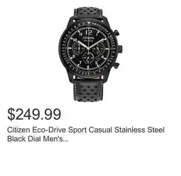 Costco Citizen Eco-Drive Sport Casual Stainless Steel Black Dial Men's Quartz Watch, 44mm offer