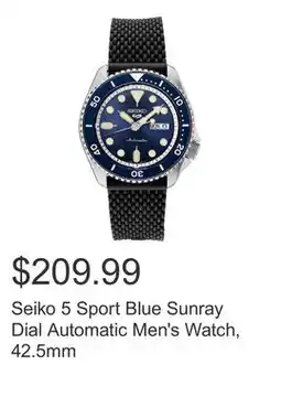 Costco Seiko 5 Sport Blue Sunray Dial Automatic Men's Watch, 42.5mm offer