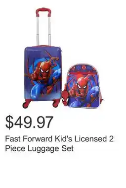 Costco Fast Forward Kid's Licensed 2 Piece Luggage Set offer