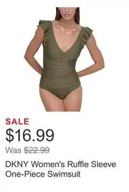 Costco DKNY Women's Ruffle Sleeve One-Piece Swimsuit offer