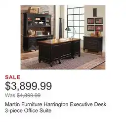 Costco Martin Furniture Harrington Executive Desk 3-piece Office Suite offer