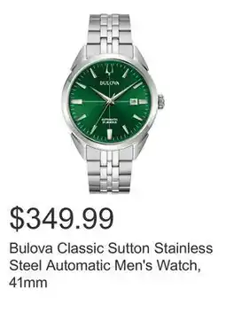 Costco Bulova Classic Sutton Stainless Steel Automatic Men's Watch, 41mm offer