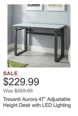 Costco Tresanti Aurora 47 Adjustable Height Desk with LED Lighting offer