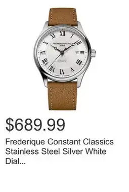 Costco Frederique Constant Classics Stainless Steel Silver White Dial Men's Automatic Watch, 40mm offer