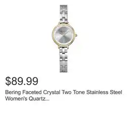 Costco Bering Faceted Crystal Two Tone Stainless Steel Women's Quartz Watch, 24mm offer