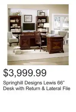 Costco Springhill Designs Lewis 66 Desk with Return & Lateral File offer