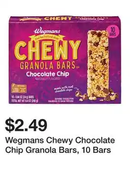Wegmans Wegmans Chewy Chocolate Chip Granola Bars, 10 Bars offer