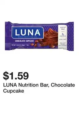 Wegmans LUNA Nutrition Bar, Chocolate Cupcake offer