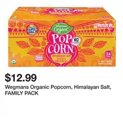 Wegmans Wegmans Organic Popcorn, Himalayan Salt, FAMILY PACK offer