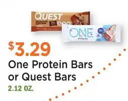 Heinen's One Protein Bars or Quest Bars offer
