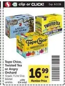 Safeway Topo Chico, Twisted Tea or Angry Orchard offer