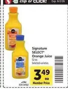 Safeway Signature Select Orange Juice offer