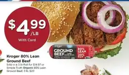 Kroger Kroger 80% Lean Ground Beef offer