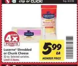 Safeway Lucerne Shredded or Chunk Cheese offer