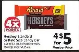 Safeway Hershey Standard or King Size Candy Bar offer